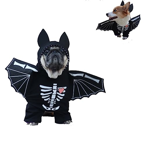 Halloween-Kostüm für kleine Hunde, fliegende Fledermaus-Form, Kleidung für Welpen, Katzen, Party, Verkleiden (schwarz, Haustiergewicht 3,5–5 kg) von Prevently