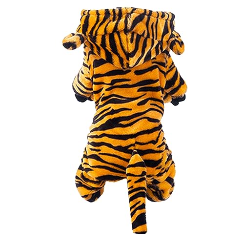 Kostüm für kleine Hunde, Welpen, Katzen, niedliche Plüschkleidung, Halloween, Weihnachten, Party, Verkleiden, Tier, Cosplay, Winter, warm (Tiger, Haustiergewicht 1–2 kg) von Prevently