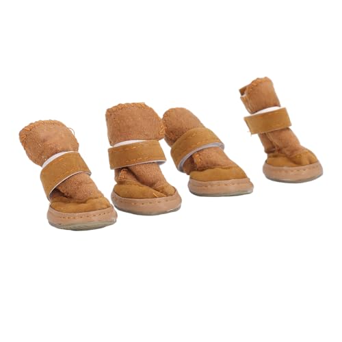 4 Stück Haustierstiefel, Warm, Weich, Kleine Hundestiefel, Verhindern EIN Verrutschen, Leichte Warme Haustierstiefel für Katzen, Verstellbare Katzenhunde-Schneestiefel für (Khaki) von Prevessel