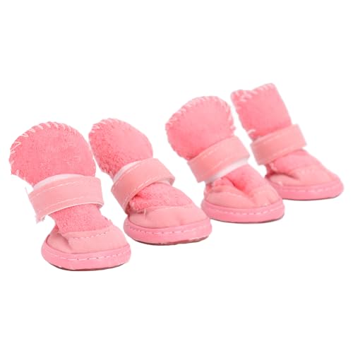 4 Stück Haustierstiefel, Warm, Weich, Kleine Hundestiefel, Verhindern EIN Verrutschen, Leichte Warme Haustierstiefel für Katzen, Verstellbare Katzenhunde-Schneestiefel für (Rosa) von Prevessel