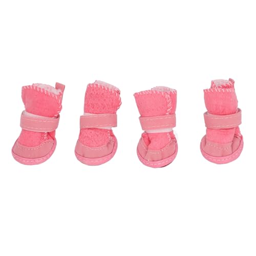 4 Stück Haustierstiefel, Warm, Weich, Kleine Hundestiefel, Verhindern EIN Verrutschen, Leichte Warme Haustierstiefel für Katzen, Verstellbare Katzenhunde-Schneestiefel für (Rosa) von Prevessel