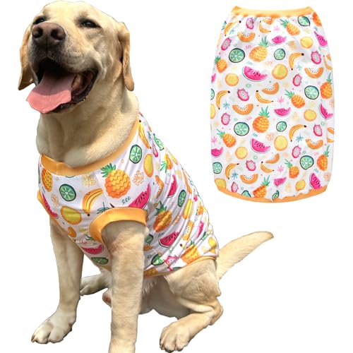 Ärmelloses Hunde-T-Shirt mit gelben Früchten, weich, dehnbar, Sommerkleidung für extra große Hunde, Jungen, Mädchen, Größe XXL, Obst von PriPre