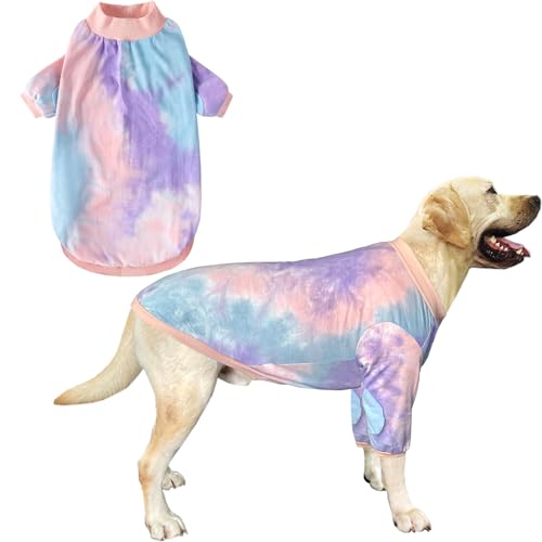 PriPre Batik-Hunde-T-Shirt für mittelgroße und große Hunde, atmungsaktive Baumwolle, Hunde-Pyjama, große Hunde, Jungen, Mädchen, Batik, Größe M von PriPre