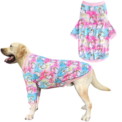 PriPre Buntes Einhorn-T-Shirt, Regenbogenmuster, bedrucktes Haustier-Shirt, weicher Schlafanzug für mittelgroße Hunde, Größe M, bunt PriPre Buntes Einhorn-T-Shirt, Regenbogenmuster, bedrucktes Haustier-Shirt, weicher Schlafanzug für mittelgroße Hunde, Größe M, bunt von PriPre