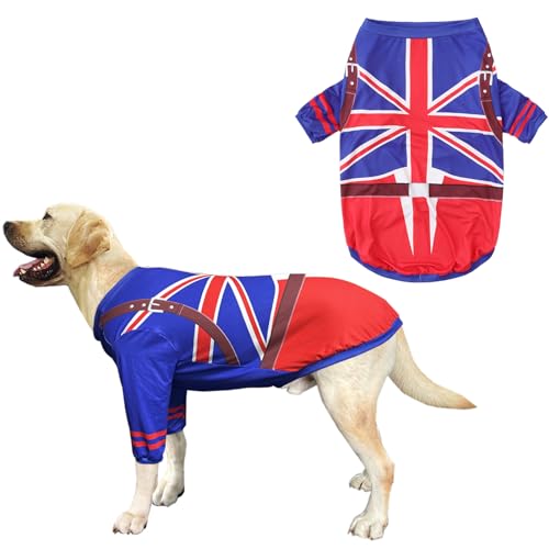 PriPre Hunde-T-Shirt, Uniform-Muster, bedruckt, Sportshirt, weicher Schlafanzug für große Hunde, weicher Schlafanzug für große Hunde, Größe 3XL, Uniform, Marineblau von PriPre