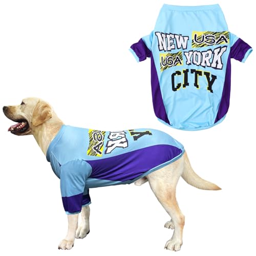 PriPre Hunde-Bule-T-Shirt, buntes Newyork-City-Muster, bedrucktes Haustier-Shirt, weicher Pyjama für große Hunde (3XL, Newyork) von PriPre