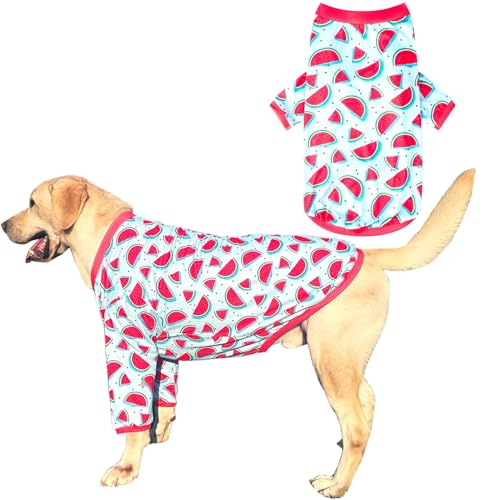 PriPre Hunde-T-Shirt, Wassermelonenmuster, bedruckt, weicher Schlafanzug für mittelgroße Hunde, Größe M, Wassermelone von PriPre