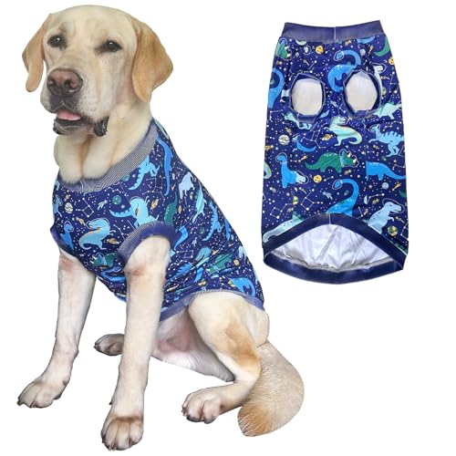 PriPre Hunde-T-Shirt, ärmellos, mit Dinosaurier-Muster, bedruckt, weiche Weste für große Hunde, Marineblau, Größe 3XL PriPre Hunde-T-Shirt, ärmellos, mit Dinosaurier-Muster, bedruckt, weiche Weste für große Hunde, Marineblau, Größe 3XL von PriPre