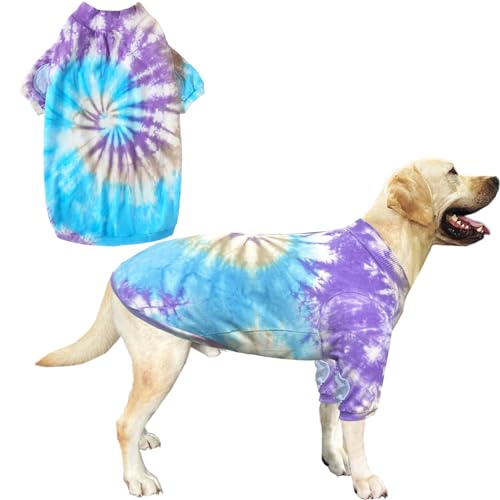 PriPre Hunde-T-Shirts, Baumwolle, bunt, Violett, weich und dehnbar, Hunde-Shirt, Pyjama, Haustier-Kleidung für große Hunde (Größe XL, Violett) von PriPre
