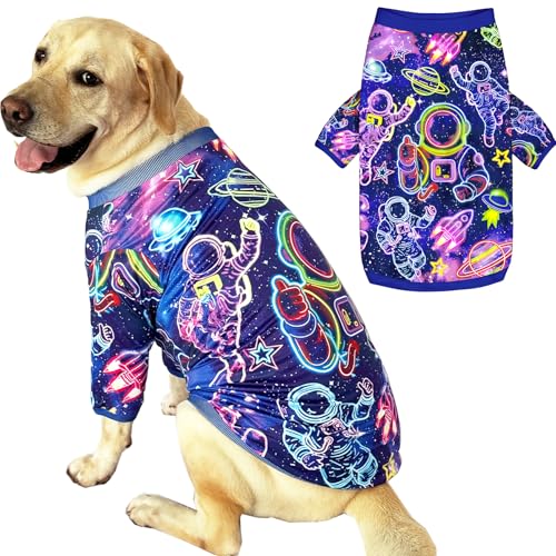 PriPre Hunde-T-Shirts mit Astronautenmuster, bedrucktes Haustier-Shirt, weicher Schlafanzug für große Hunde, Astronaut, Größe XXL von PriPre