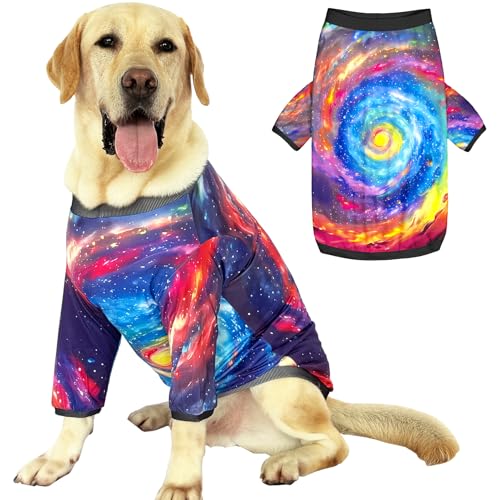 PriPre Hunde-T-Shirts mit Fantasy-Galaxie-Muster, bedrucktes Haustier-Shirt, weicher Schlafanzug für große Hunde, Galaxie, Größe 3XL von PriPre