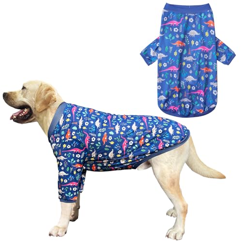 PriPre Hunde-T-Shirts mit Wald-Dinosaurier-Muster, bedruckt, weicher Schlafanzug, für große Hunde (Größe XL, Walddinosaurier) von PriPre