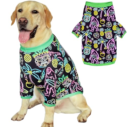 PriPre Hunde-T-Shirts mit fluoreszierendem Orang-Utan-Muster, bedrucktes Haustier-Shirt, weicher Schlafanzug für große Hunde, Orang-Utan, Größe XL von PriPre
