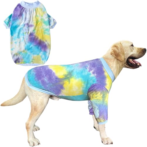 PriPre Hundebekleidung für große Hunde, Batikfärbung, atmungsaktiv, Baumwolle, Hunde-Pyjama, Blau, Größe L PriPre Hundebekleidung für große Hunde, Batikfärbung, atmungsaktiv, Baumwolle, Hunde-Pyjama, Blau, Größe L von PriPre