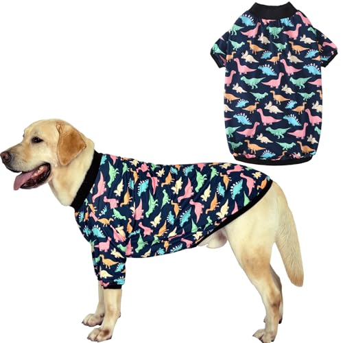 Pripre Sweatshirt für Haustiere, Hunde, Rundhalsausschnitt, buntes Dinosaurier-Druck, für große Hunde, Marineblau, Größe 3XL von PriPre