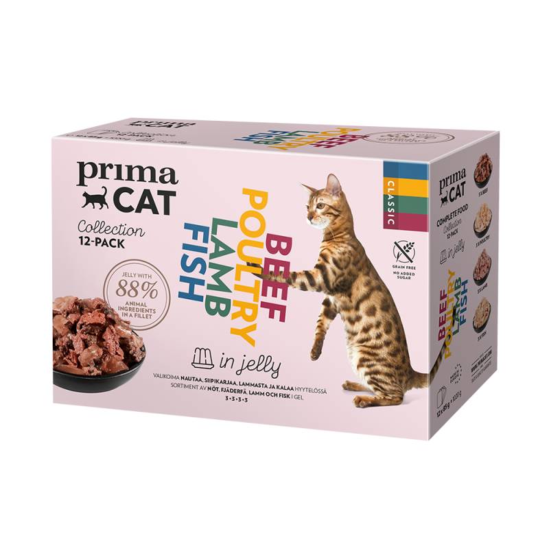 PrimaCat Classic in Gelee 12 x 85 g - Classic-Mix (4 Sorten) von PrimaCat