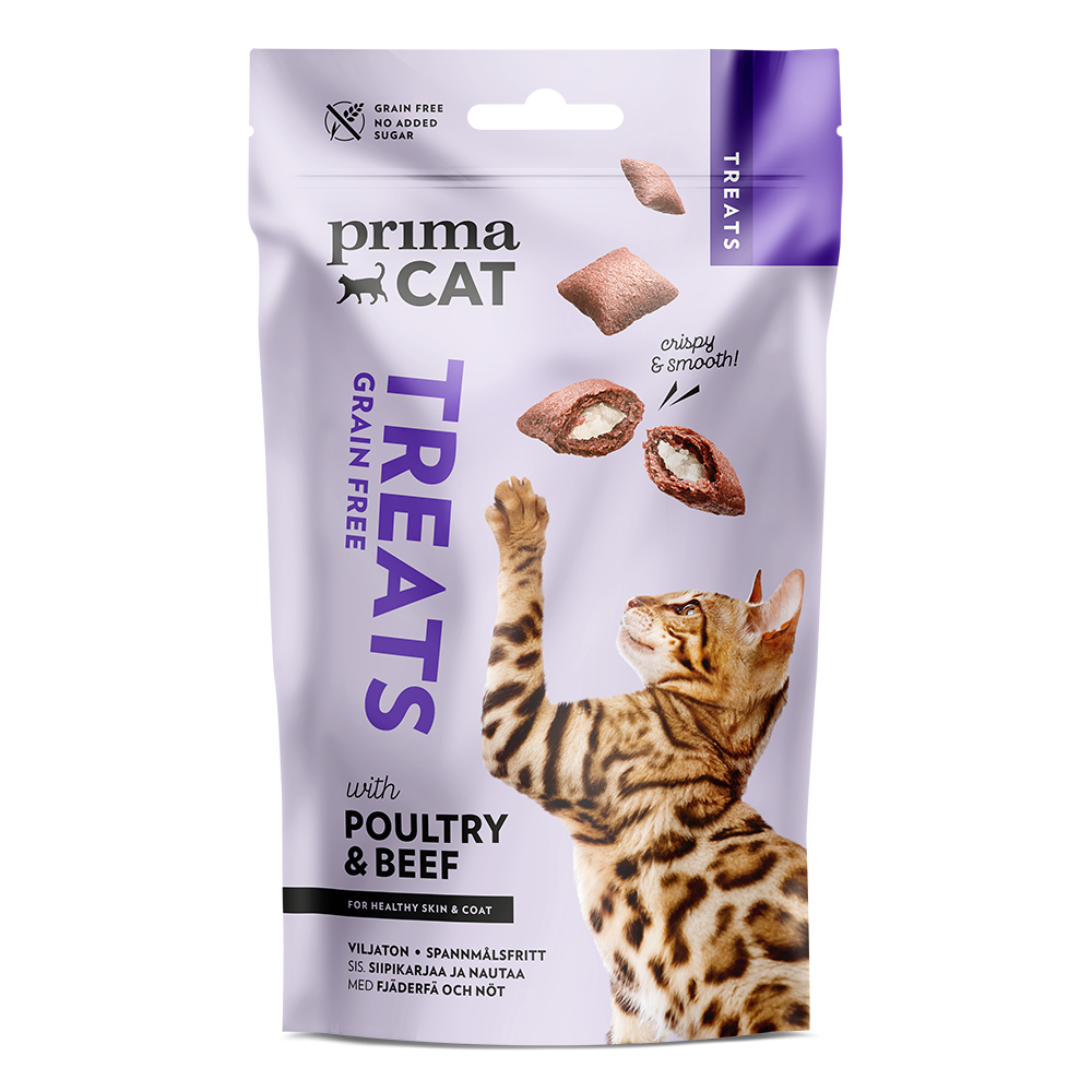 PrimaCat Crunchy Treats Skin & Coat mit Geflügel & Rind - 40 g von PrimaCat