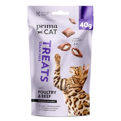PrimaCat - Getreidefreie, knusprige Katzenleckerlis mit Rindfleisch- und Geflügelgeschmack, für gesunde Haut & gesundes Fell, 40 g PrimaCat - Getreidefreie, knusprige Katzenleckerlis mit Rindfleisch- und Geflügelgeschmack, für gesunde Haut & gesundes Fell, 40 g von PrimaCat