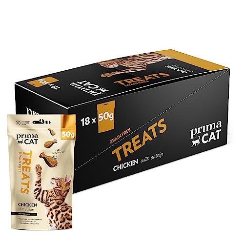 PrimaCat - Weiche Katzenleckerlis mit Hähnchen-Geschmack und Katzenminze, 18er-Packung mit je 50 g von PrimaCat