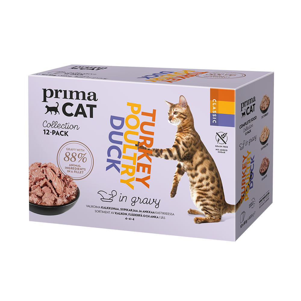 Sparpaket PrimaCat Classic in Soße 24 x 85 g - Geflügel-Mix (3 Sorten) von PrimaCat