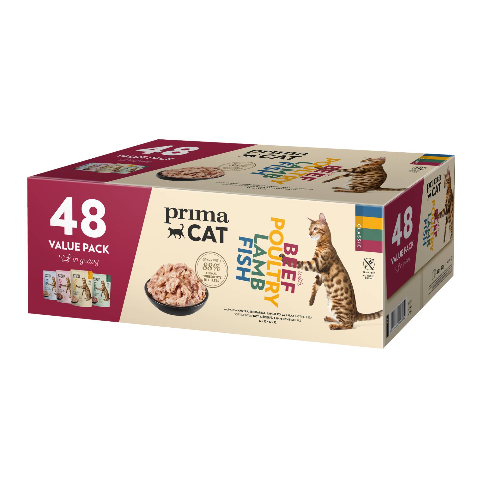 Sparpaket PrimaCat Classic in Soße 48 x 85 g - Mix (4 Sorten) von PrimaCat