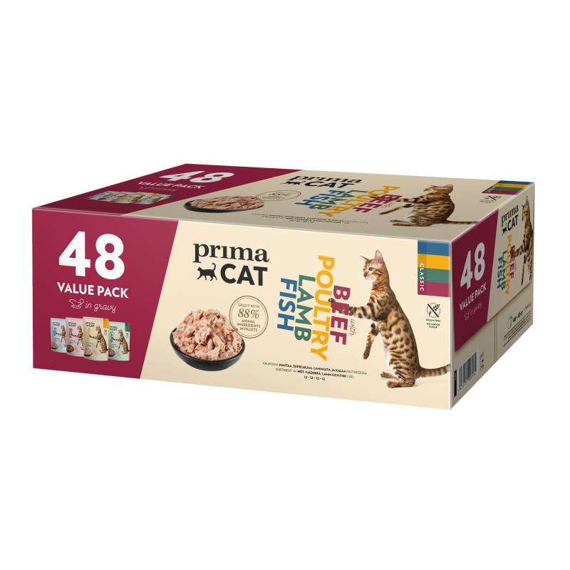 Sparpaket PrimaCat Classic in Soße 48 x 85 g - Mix (4 Sorten) von PrimaCat