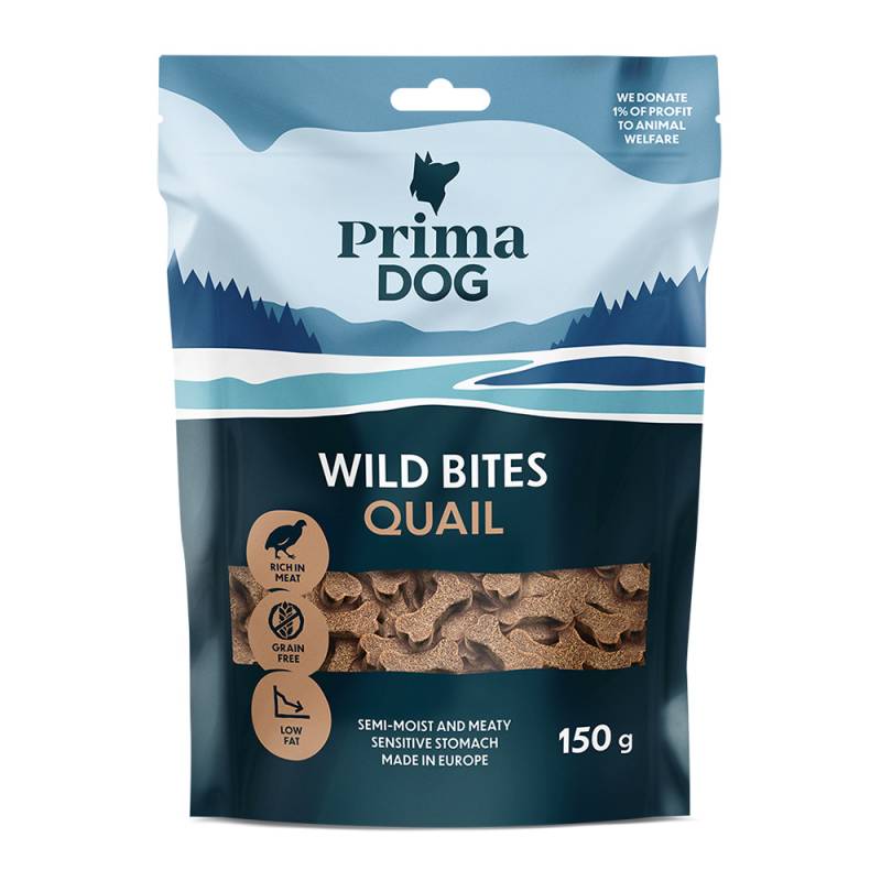 PrimaDog Wild Bites Soft Snack - Wachtel & Weißdorn (4 x 150 g) von PrimaDog
