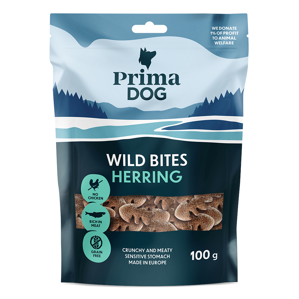 PrimaDog Wild Bites Crunchy Snack - Hering & Gewürznelken (4 x 100 g) von PrimaPet
