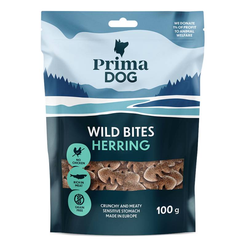 PrimaDog Wild Bites Crunchy Snack - Hering & Gewürznelken (4 x 100 g) von PrimaPet