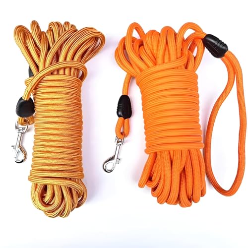 Premium Hundeleine 5m & 10m für große Hunde sowie mittelgroße Hunde | Extra Starkes Material mit Karabiner | 5 Meter & 10 Meter Leine (Orange, 5 Meter) von Primal Internet GmbH