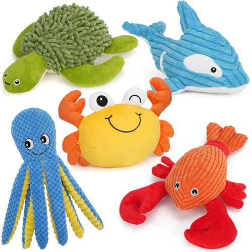 Prime Pets Plüschtier Ozean-Tier-Hundespielzeug-Set, quietschendes Spielzeug mit Knistergeräuschen, interaktives Sortiment, Haustierspielzeug für kleine, mittelgroße und große Hunde, gefülltes Prime Pets Plüschtier Ozean-Tier-Hundespielzeug-Set, quietschendes Spielzeug mit Knistergeräuschen, interaktives Sortiment, Haustierspielzeug für kleine, mittelgroße und große Hunde, gefülltes von Prime Pets