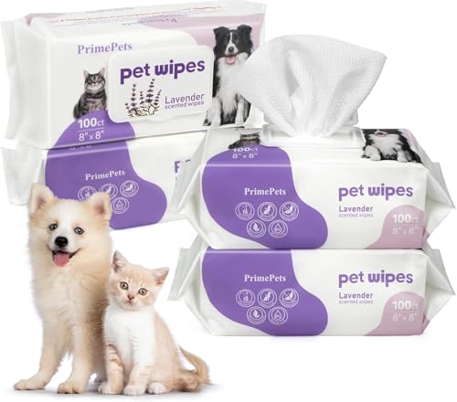 PrimePets Feuchttücher Hund 400 Stück, Pflegetücher Hund 20 x 20 cm, Lavendelduft, Katzen Feuchttücher zur Reinigung von Haut, Ohren, Augen, Po und Zähne PrimePets Feuchttücher Hund 400 Stück, Pflegetücher Hund 20 x 20 cm, Lavendelduft, Katzen Feuchttücher zur Reinigung von Haut, Ohren, Augen, Po und Zähne von PrimePets
