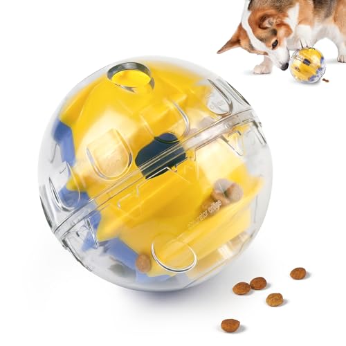 PrimePets Leckerli-Ball für Hunde, verstellbar, interaktives Spielzeug, langsames Füttern, 12 cm, Gelb/Blau von PrimePets