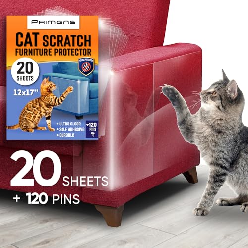 Strapazierfähiger Kratzschutz für Sofas, Türen, transparente Couch-Protektoren vor Kratzern von Katzen, Anti-Kratz-Klebeband, 20 Blatt Strapazierfähiger Kratzschutz für Sofas, Türen, transparente Couch-Protektoren vor Kratzern von Katzen, Anti-Kratz-Klebeband, 20 Blatt von Primens