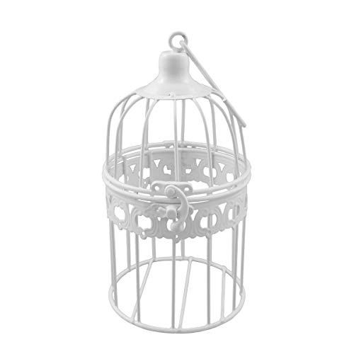 Metall Deko Vogelkäfig weiß - Hochzeitsdeko Vintage - 21 x 11 cm (P-694) - Tischdeko Hochzeit Vogel Voliere Landhaus Stil von PrimoLiving