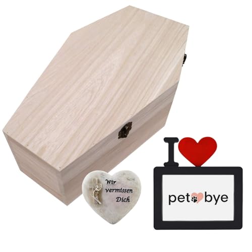 PrimoLiving petbye Holz Haustiersarg mit Gedenkset - Größe 3XL für große Haustiere - Tiersarg mit Metallverschluss - Sarg inkl. Gedenkstein und Bilderrahmen PrimoLiving petbye Holz Haustiersarg mit Gedenkset - Größe 3XL für große Haustiere - Tiersarg mit Metallverschluss - Sarg inkl. Gedenkstein und Bilderrahmen von PrimoLiving