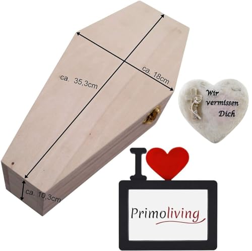 PrimoLiving petbye Holz Kleintiersarg mit Gedenkset - Größe M für kleine Haustiere - Tiersarg mit Metallverschluss - Sarg inkl. Gedenkstein und Bilderrahmen PrimoLiving petbye Holz Kleintiersarg mit Gedenkset - Größe M für kleine Haustiere - Tiersarg mit Metallverschluss - Sarg inkl. Gedenkstein und Bilderrahmen von PrimoLiving