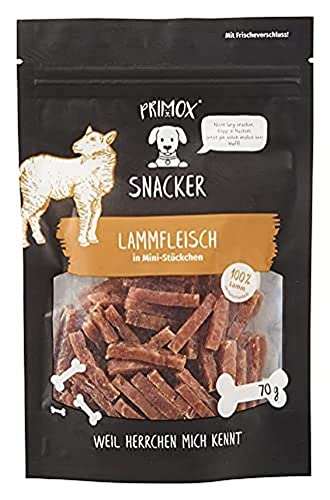 PRIMOX SNACKER Lammfleisch in Mini Stückchen - getreidefreier Fleisch-Snack/Leckerli für Hunde - ideal für's Training, 1er Pack (1 x 0.07 kilograms) von Primox