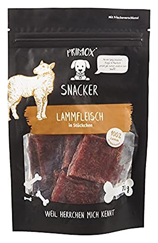 PRIMOX SNACKER Lammfleisch in Stückchen - getreidefreier Fleisch-Snack/Leckerli für Hunde - ideal für's Training, 1er Pack (1 x 0.07 kilograms) von Primox
