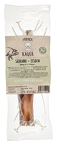 PRIMOX Serrano-Eisbein 8 x 220g | Knackiger Kauknochen für Hunde | 100% natürlich | Verträgliches Monoprotein | Ohne Zusätze | Langes Kauvergnügen von Primox