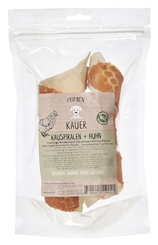 Primox Hunde-Kauspiralen mit Huhn 9 x 75g | Langanhaltener Kauspaß für Hunde | Zahnpflege & Stärkung der Kaumuskulatur von Primox