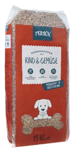 Primox Hunde-Trockenfutter 15kg | hergestellt in DE | Nährstoffreich | Ohne Zucker & andere Zusätze | Für Vitalität & Gesundheit beim Hund (Rind & Gemüse) von Primox