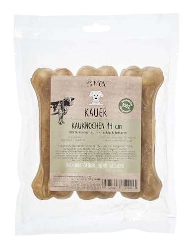 Primox Kauknochen 14cm,10 x 225g | Kauknochen für Hunde | 100% Rinderhaut | Knackig & fettarm | Monotprotein | Ohne Zusätze | Zahnpflege & Kauspaß von Primox