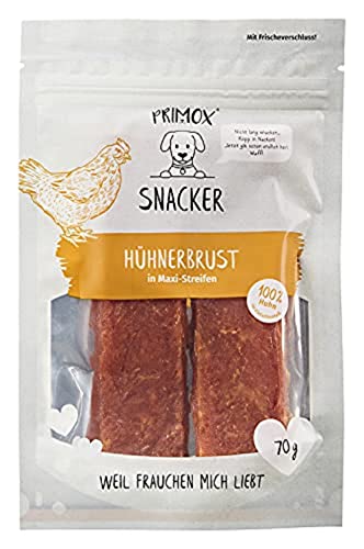 PRIMOX Hühnerbrust in Maxi-Streifen 70g I Getreidefreier, luftgetrockneter Hundesnack I 82% Fleischanteil I Natürlich, fettarm, proteinreich | ohne künstliche Zusätze von Primox