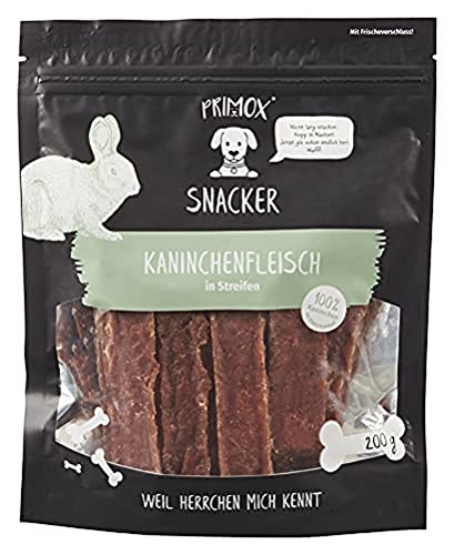Primox SNACKER Kaninchenfleisch in Streifen - getreidefreier Fleisch-Snack/Leckerli für Hunde - ideal für's Training, 1er Pack (1 x 0.20 kilograms) von Primox