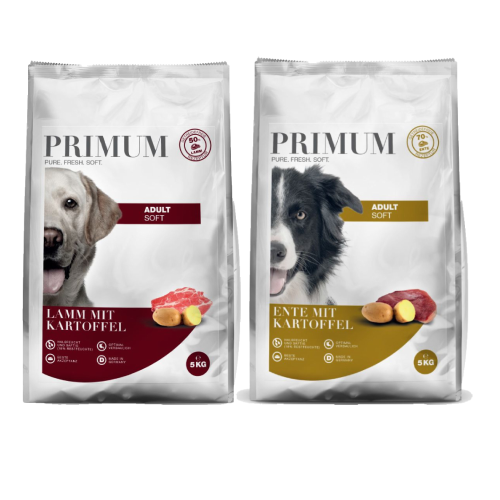 Kombi-Paket Primum Adult Soft 2 x 5 kg - Ente mit Kartoffel + Lamm mit Kartoffel Kombi-Paket Primum Adult Soft 2 x 5 kg - Ente mit Kartoffel + Lamm mit Kartoffel von Primum