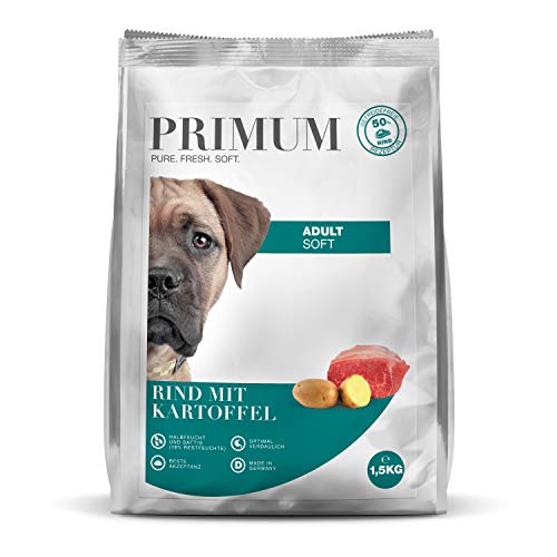 Primum - Soft Rind mit Kartoffel - 1,5 kg - Halbfeuchtes Hundefutter - Getreidefreies Trockenfutter - Hoher Fleischanteil - Optimal verdaulich von Primum