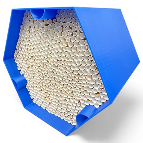 Wildbienen-Nisthilfe – absolut haltbar & wetterfest. Insektenhotel mit 600 Nisthülsen. Hochwertiges Wildbienenhotel für Gartenfreunde (Blau, Nur Bienenhotel) von Printin3D