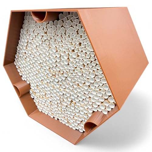 Wildbienen-Nisthilfe – absolut haltbar & wetterfest. Insektenhotel mit 600 Nisthülsen. Hochwertiges Wildbienenhotel für Gartenfreunde (Braun, Nur Bienenhotel) von Printin3D