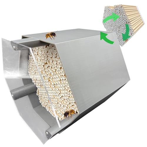 Wildbienen-Nisthilfe – absolut haltbar & wetterfest. Insektenhotel mit 600 Nisthülsen. Hochwertiges Wildbienenhotel für Gartenfreunde (Grau, Bienenhotel mit Vogelschutzabdeckung) von Printin3D